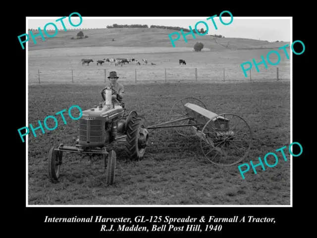 Old Historic Photo Of International Harvester Gl-125 Spreader Farmall A Tractor