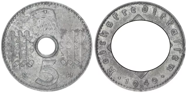 Reichskreditkassen 5 Pfennig J.618 1940 B seltenes Münzzeichen ss-vz 70837