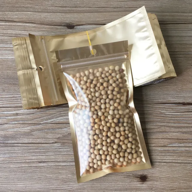Resealable Matte Clear Gold Self Seal Bags Aluminium Foil Food Pouches Packaging