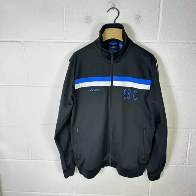 Adidas Jacket Mens Medium Black Blue Firebird Trefoil 83-C J Manu Originals Y2K