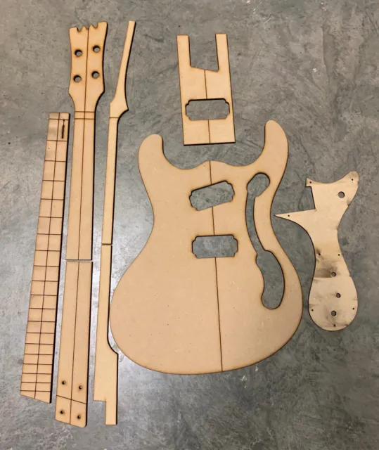 60's Mosrite Bass Luthier Routing/Building Templates-Laser Cut