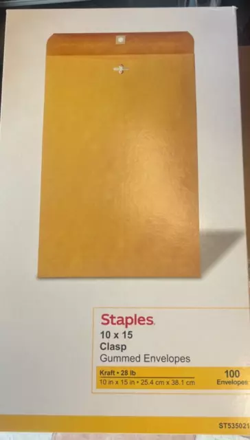 Staples Gommé Catalogue Envelopes 10 " L X 15 H Marron 100 / Boîte (ST535021)