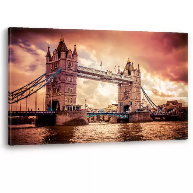 Sunset over Beautiful Tower Bridge London Framed Canvas Wall Art Picture Print