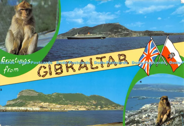 D063972 Greetings from Gibraltar. Rock Ape. Rock from Bay. Rock Photographic Ser