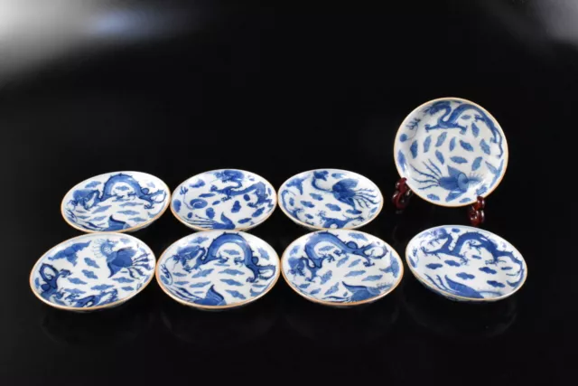 F6109: Japanese Old Imari-ware Blue&White Dragon PLATE/dish Bundle sale, auto