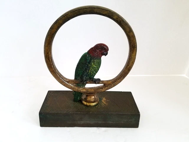 ANTIQUE ART DECO B&H  (Bradley & Hubbard) CAST IRON PARROT PARAKEET  DOORSTOP