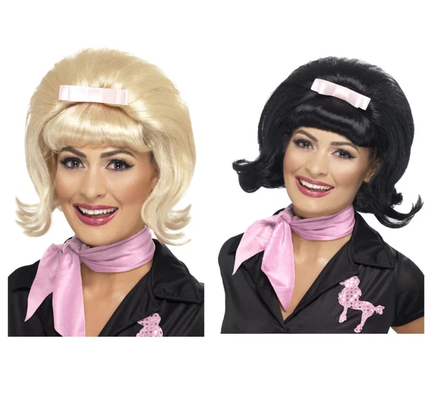 LADIES FLICK WIG 1950s Style Diner Beehive Bob Wig Fancy Dress