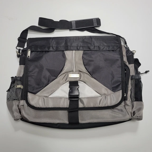 GEOFFREY BEENE LAPTOP Case Tech Messenger Bag Multi Pocket Black Gray Large 14.95 PicClick