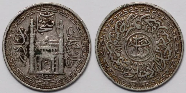 India-Princely States Hyderabad AH1348(1930)//RY19 2 Annas Y# 50 Silver Coin