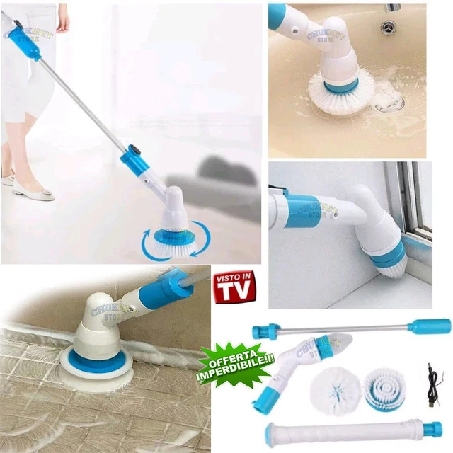 SPAZZOLA ELETTRICA PULIZIA Rotante Ricaricabile Scrubber Senza Fili  Wireless EUR 16,99 - PicClick IT