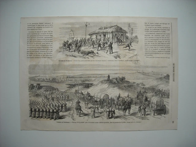 Gravure 1864. Guerre Du Danemark. A Ashowed, Prise Poste Autrichien. Prussiens,