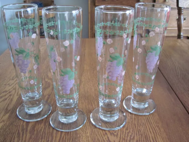 Vintage Pfaltzgraff Set Of 4 Grapevine 14oz. Pilsner Beer Iced Tea Glasses