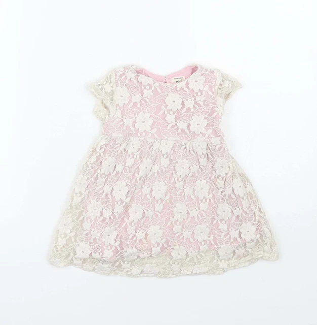 Abito da bambina River Island cotone bianco floreale taglia 12-18 mesi rotondo N