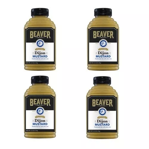 917010 4 X 354G Bottle Beaver Dijon Mustard Traditionally Hot With White Wine