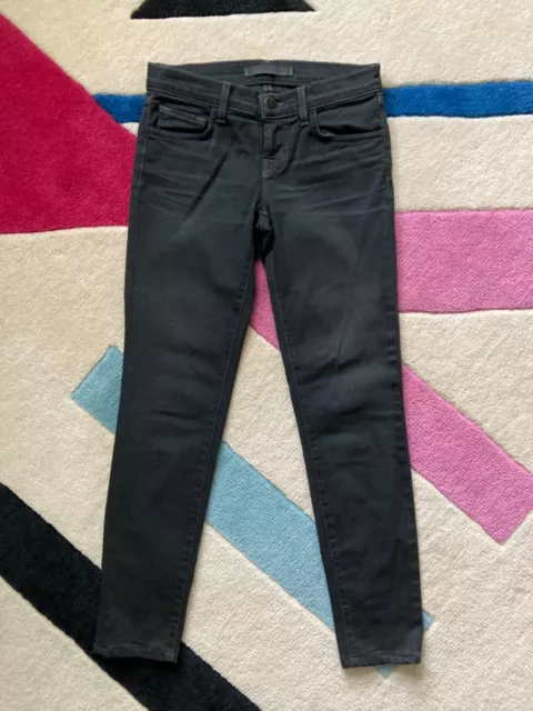J Brand Black Washed Dare Low Rise Cropped Capri Skinny Jeans size 24