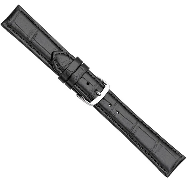 Bracelet De Montre ZRC En Cuir Veau Grain Alligator Noir - Largeur 22mm - Neuf Avec étiquettes