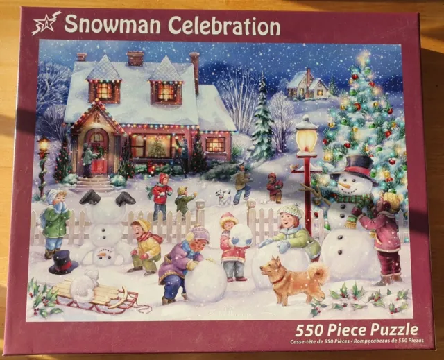 "Snowman Celebration" 550 piece jigsaw puzzle by Vermont Christmas Company