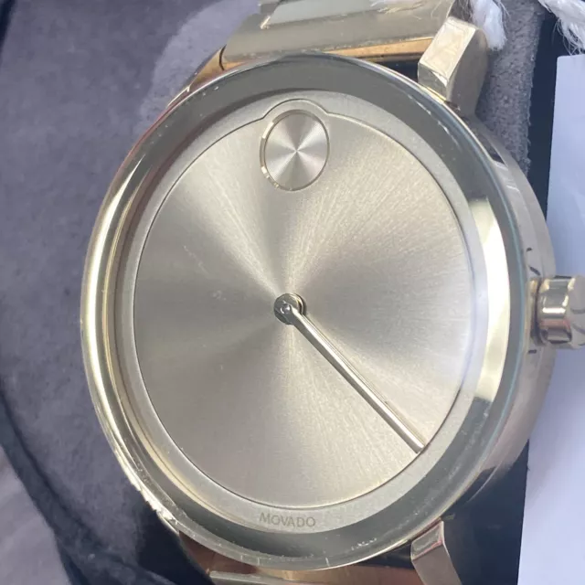 Movado Bold Series Mens Gold Tone Swiss Quartz Watch 3600508 *SIX INCH WRIST*
