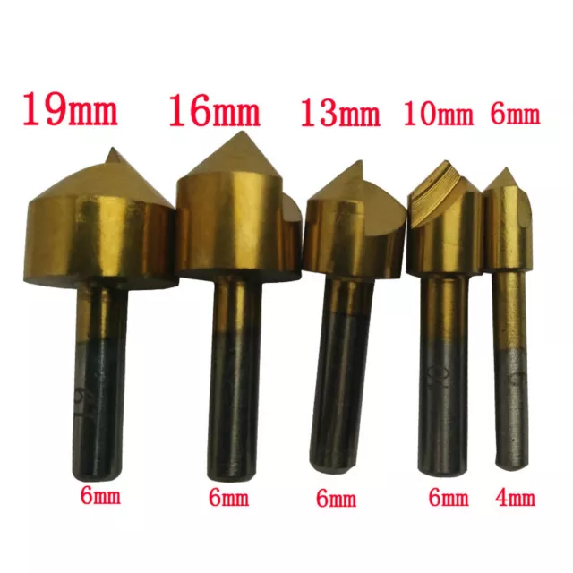 Single Flute 90 Degree Edge Chamfer Set Countersink Drill Bit 6-19mm 5Pcs/Set