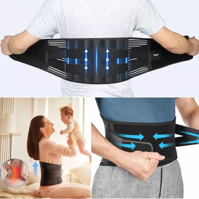 Back Brace for Lower Back Pain Relief Sciatica Breathable Lumbar Support Belt UK