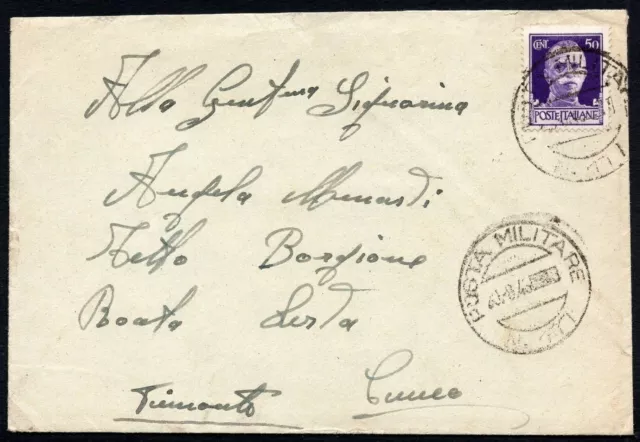 533 - Regno - Posta militare 177 (difesa Volturno) su busta con lettera, 1943