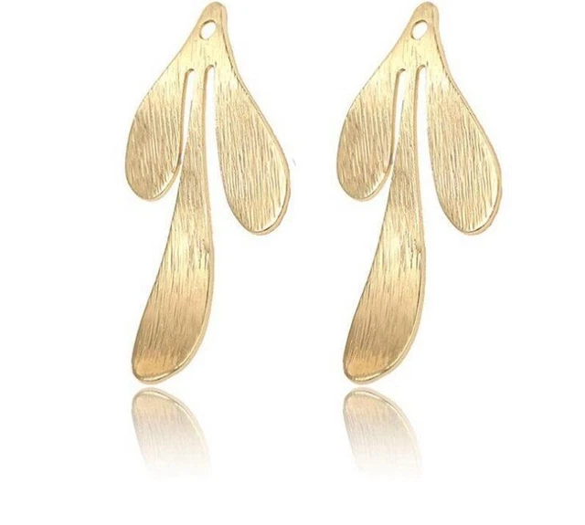 14k Real Gold Plated Leaf Shape Pendant DIY Fashion Earrings Making Accessories