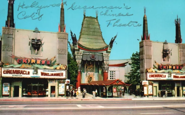 Postcard CA Hollywood Graumans Chinese Theatre 1958 Chrome Vintage PC a264