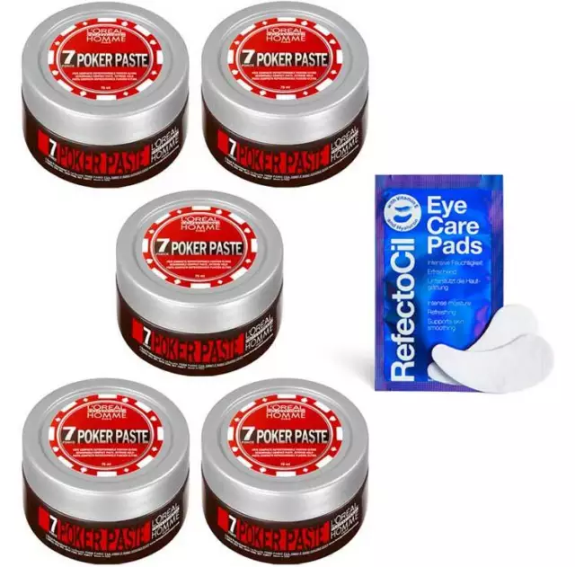 5x Loreal Professionnel Homme Poker Paste je 75ml + 1 Set RefectoCil Eye Pad