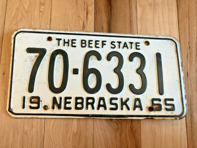 1965 Nebraska "The Beef State" License Plate