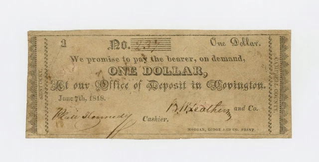 1818 $1 B.M. Leathers and Co. - Covington, KENTUCKY Note