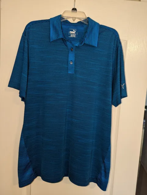 Puma Dry Cell Golf Polo Shirt Mens Large Blue Short Sleeve Performance