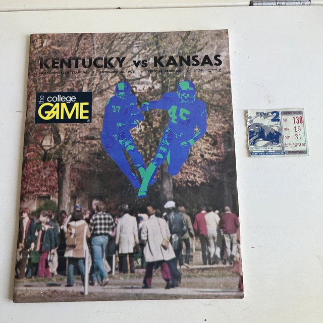 1975 Football Program Ticket Stub Kentucky Wildcats Kansas Jayhawks