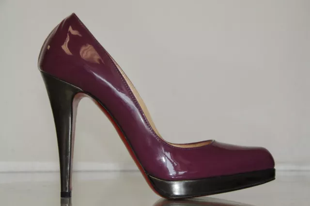 Neuf Christian Louboutin Decollete Verni Magenta Violet Chaussures Plateforme 2