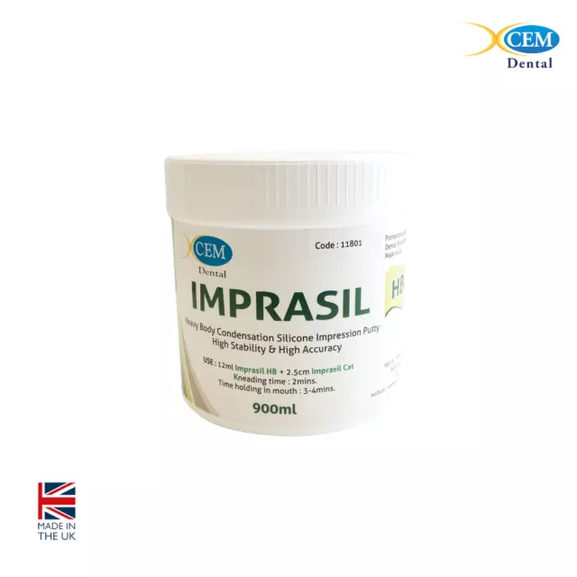 IMPRASIL HB | 900ml Heavy Body Dental Impression Putty | Made in the UK | Xcem