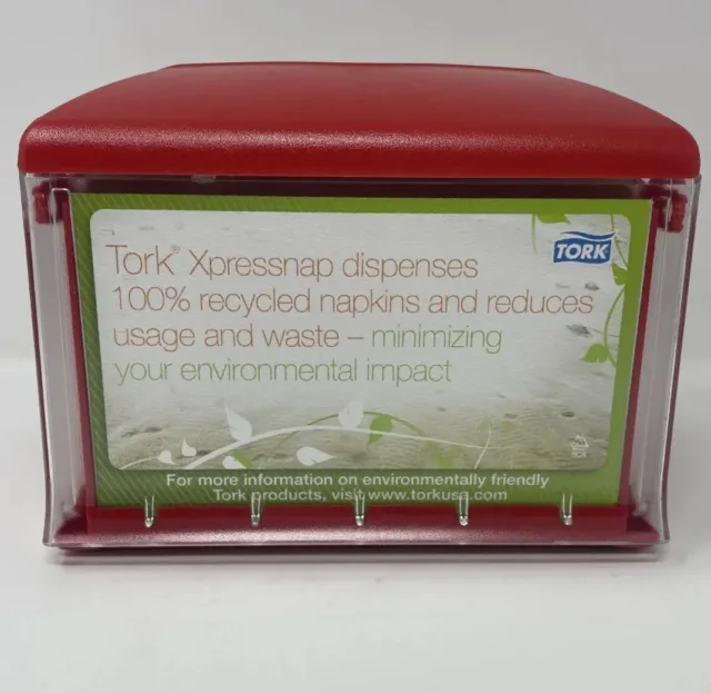 TORK Xpressnap TableTop Napkin Dispenser Red 41XPT Customizable Window