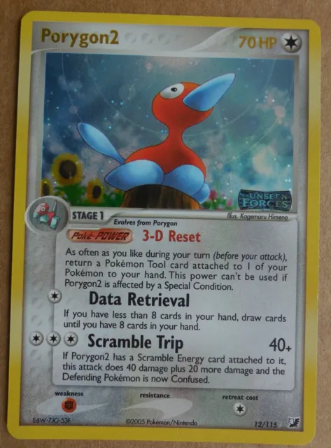 Porygon2 12/115 Rare Reverse Holo Stamped EX Unseen Forces Pokemon Card