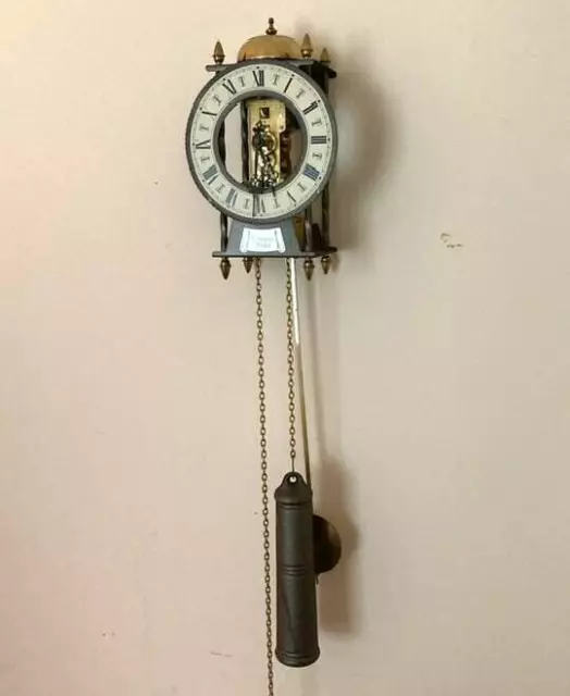Vintage Hermle Skeleton RAVENSBURG  Pendulum Wall Clock Tempus Fugit Tested nice 2