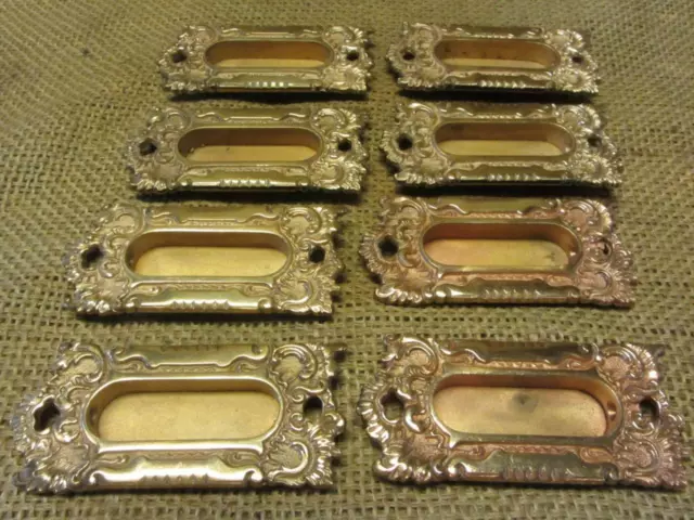 Vintage Set of 8 Ornate Brass Sliding Door Pulls > Antique Hardware 10271