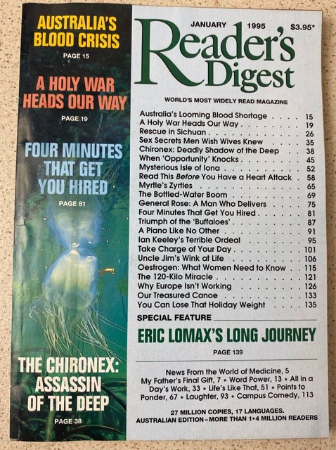 Reader's Digest Vintage Magazine January 1995 - Family History Food Health News