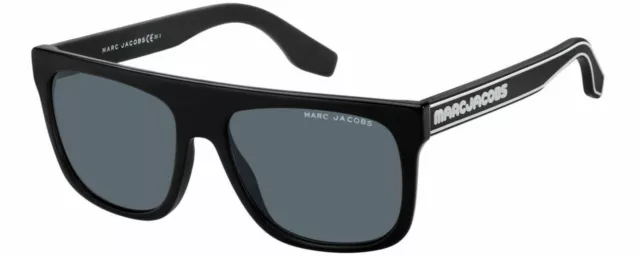 Marc Jacobs 357/S Unisex Square Designer Sunglasses Black & White/Blue Grey 56mm