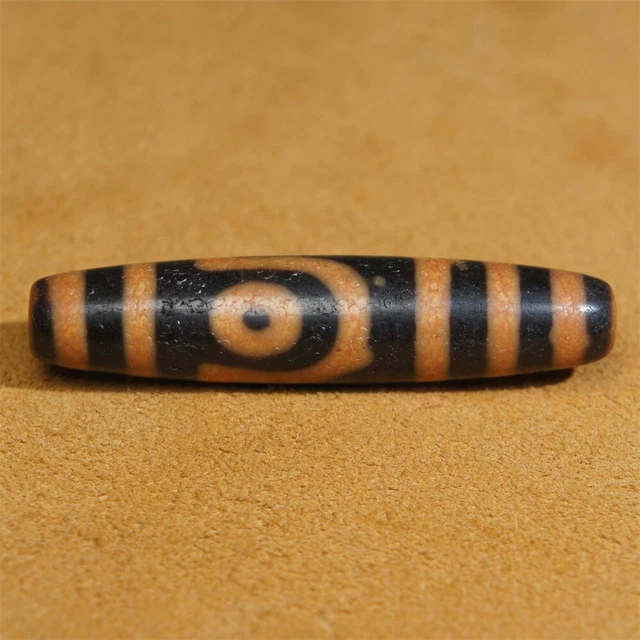 Ancient Tibetan DZI Beads Old Agate 2 Stripe 2 Eye Totem Amulet Pendant GZI 59mm