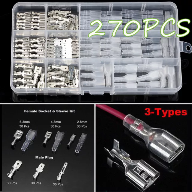 120X TERMINAUX FEMELLE MÂLE COSSES ISOLÉES CONNECTEUR ÉLECTRIQUE 2.8-6.3MM  KIT