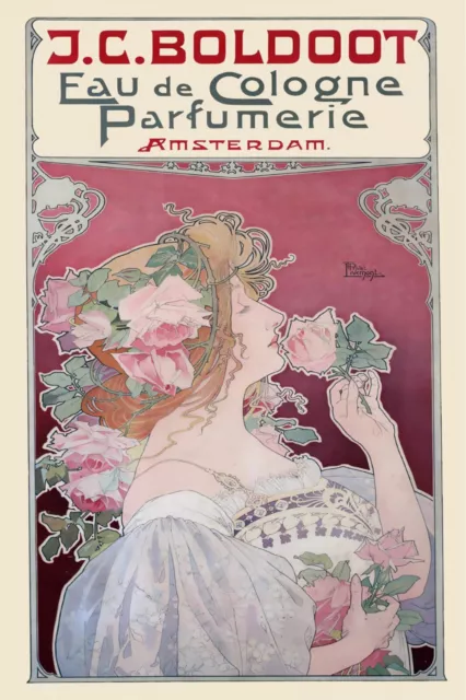 Vintage Art Nouveau Retro Style Perfume Advert Printed on a Metal Sign Plaque