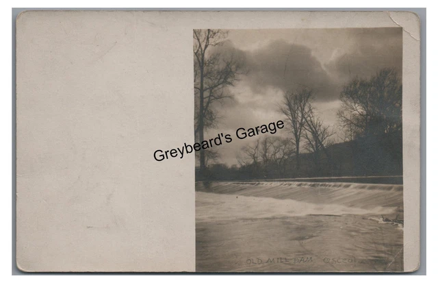 RPPC Old Mill Dam OSCEOLA PA Tioga County Real Photo Postcard