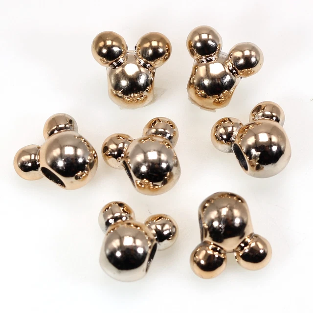 50 cuentas faciales de ratón acrílico color dorado metálico de 14 mm con orificio grande de 5 mm
