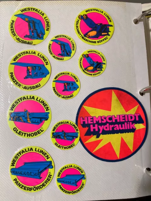rare set of 11 different Westfalia Lunen longwall mining stickers