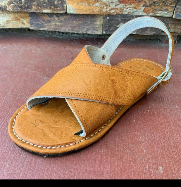 Men's Mexican Leather Huarache Sandals – Cushioned, Embroidered, Slip-On, Miel Brown, Handmade In Mexico