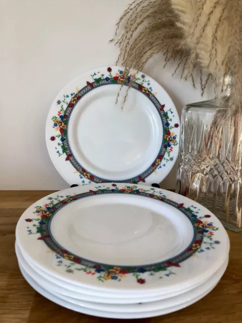 Lot de 5 assiettes à dessert Arcopal motif fleuri