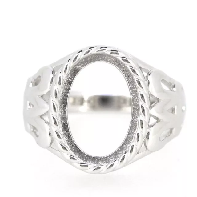 Bague semi-montée en argent sterling 925 pour cabine ovale OV 14 x 10 mm...