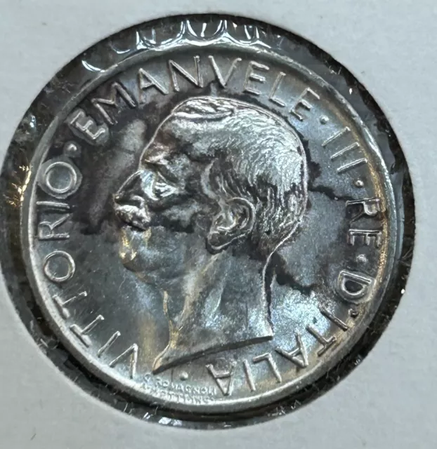 Italy 1927 5 Lire Km67.1 Unc Silver